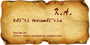 Kóti Annamária névjegykártya