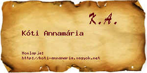 Kóti Annamária névjegykártya